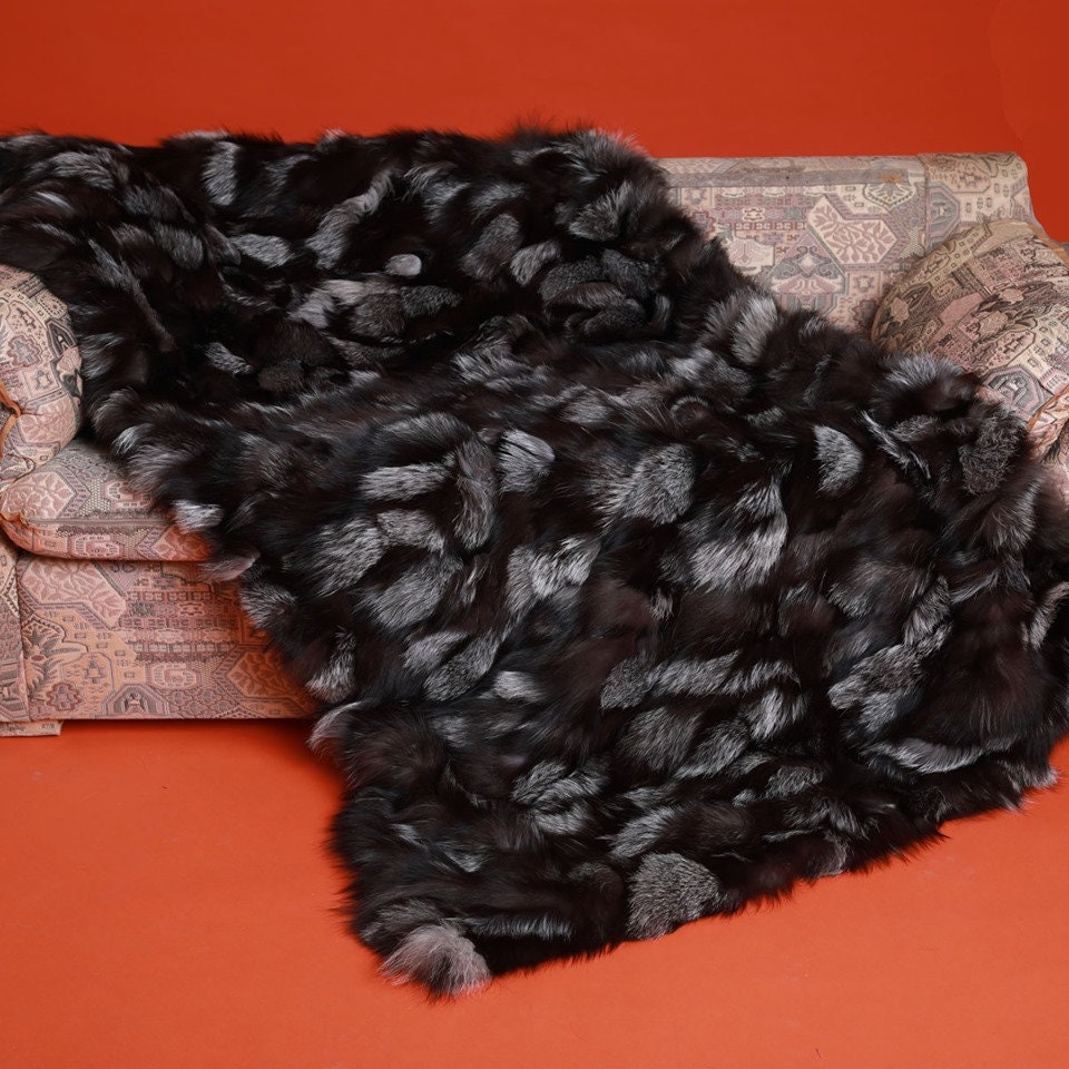 Silver Fox Fur Blanket Luxury Bedding Silver Fox Blanket Etsy