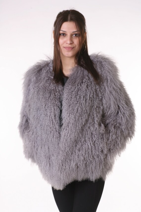 Luxury gift/ Grey Mongolian Fur Coat Women's/ Women's | Etsy