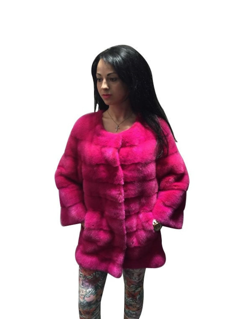 Luxury Gift Pink Mink Fur Coat Fur Jacket Full Skin Hom Etsy