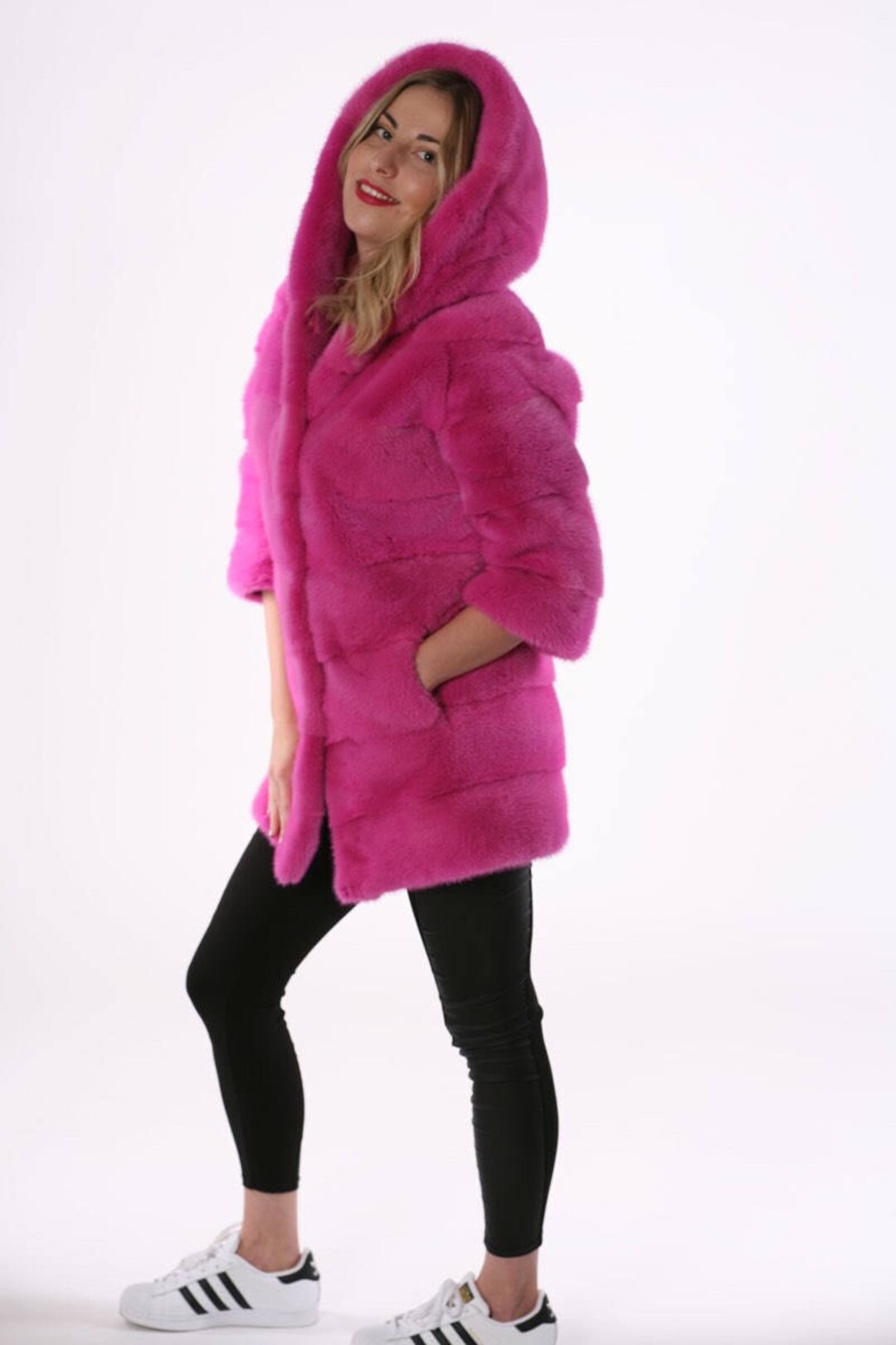 Luxury Gift / Pink Mink Fur Coat/ Fur Jacket Full Skin / Wedding,or
