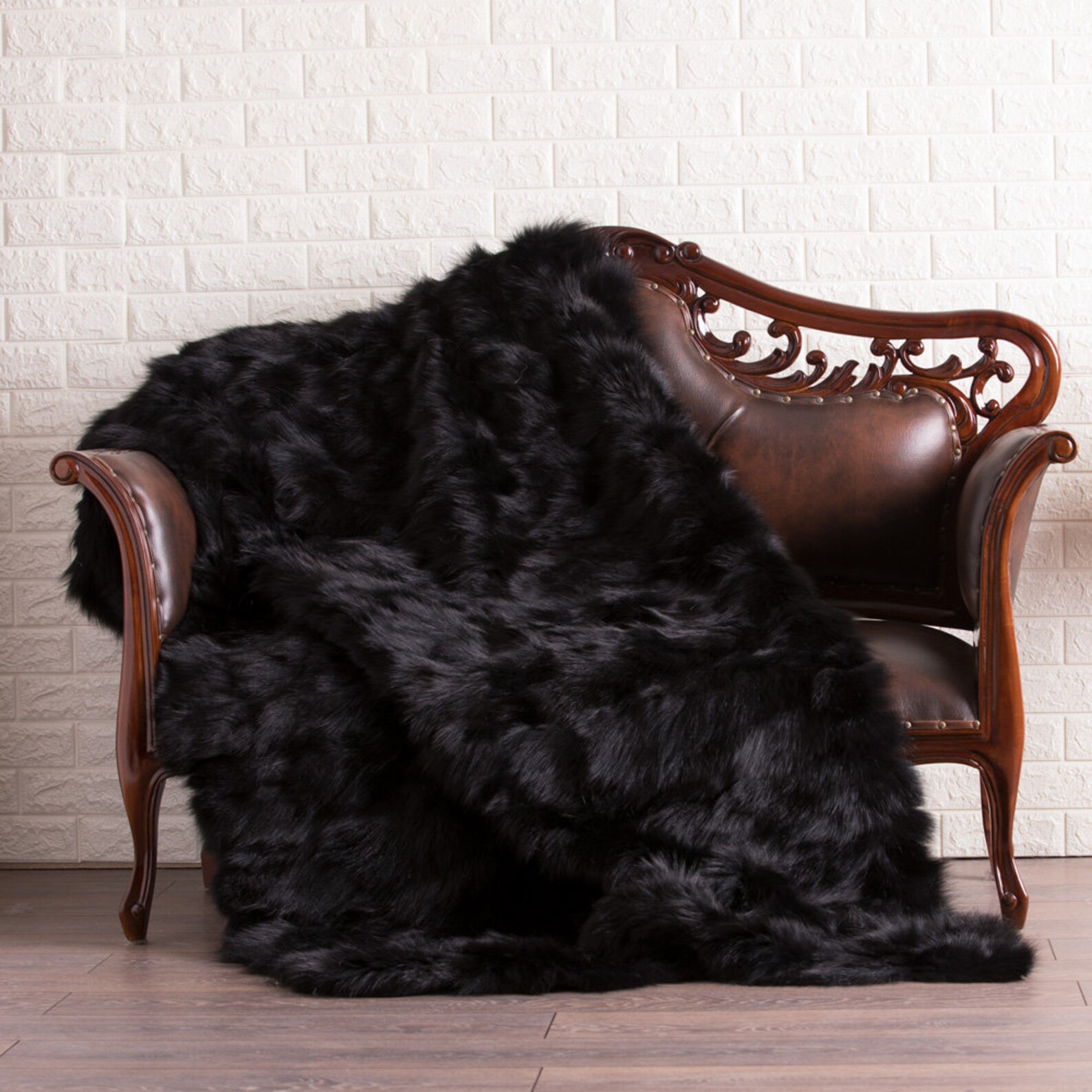 Black Fox Fur Blanket Luxury Bedding Black Fox Blanket Etsy
