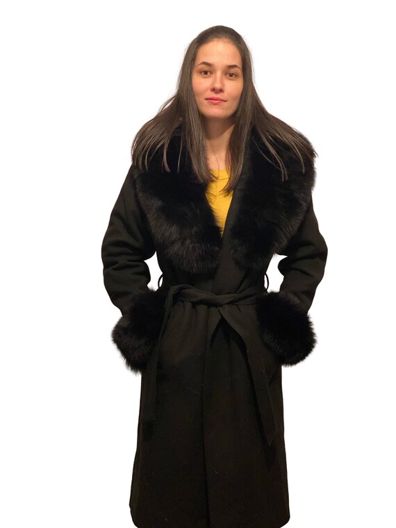 Cashmere Fur Coat With Fox Fur Collar 