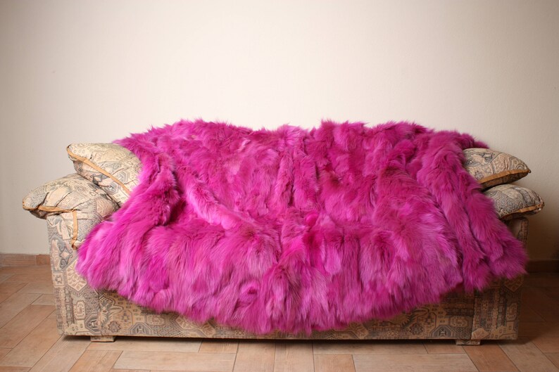 Neon Pink Fox Fur Blanket Luxury Bedding Neon Pink Fox Etsy