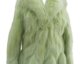 Green Lime Fur Waist Length Jacket | Fox Fur Jacket | Fox Fur Coat | Green Lime Fox Jacket | Luxury Fur Coat | Holiday Gift for Her