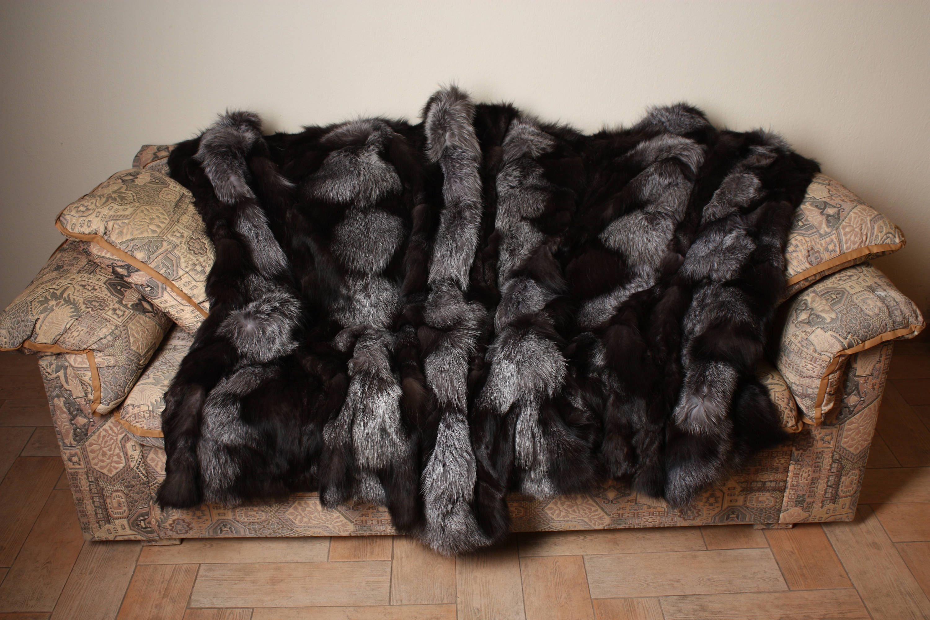 Silver Fox Fur Blanket Luxury Bedding Silver Fox Blanket Etsy