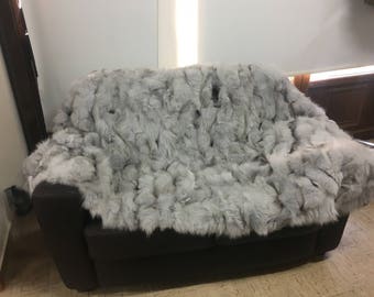 Grey Fox Fur Blanket | Luxury Bedding | Grey Fox Blanket | Animal Hide Blanket | Real Fox Blanket | Animal Pelt Blanket