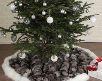 Silver Fox Fur Blanket | Luxury Bedding | Silver Fox Blanket | Tree skirt Blanket | Real Fox Blanket | Animal Pelt Blanket