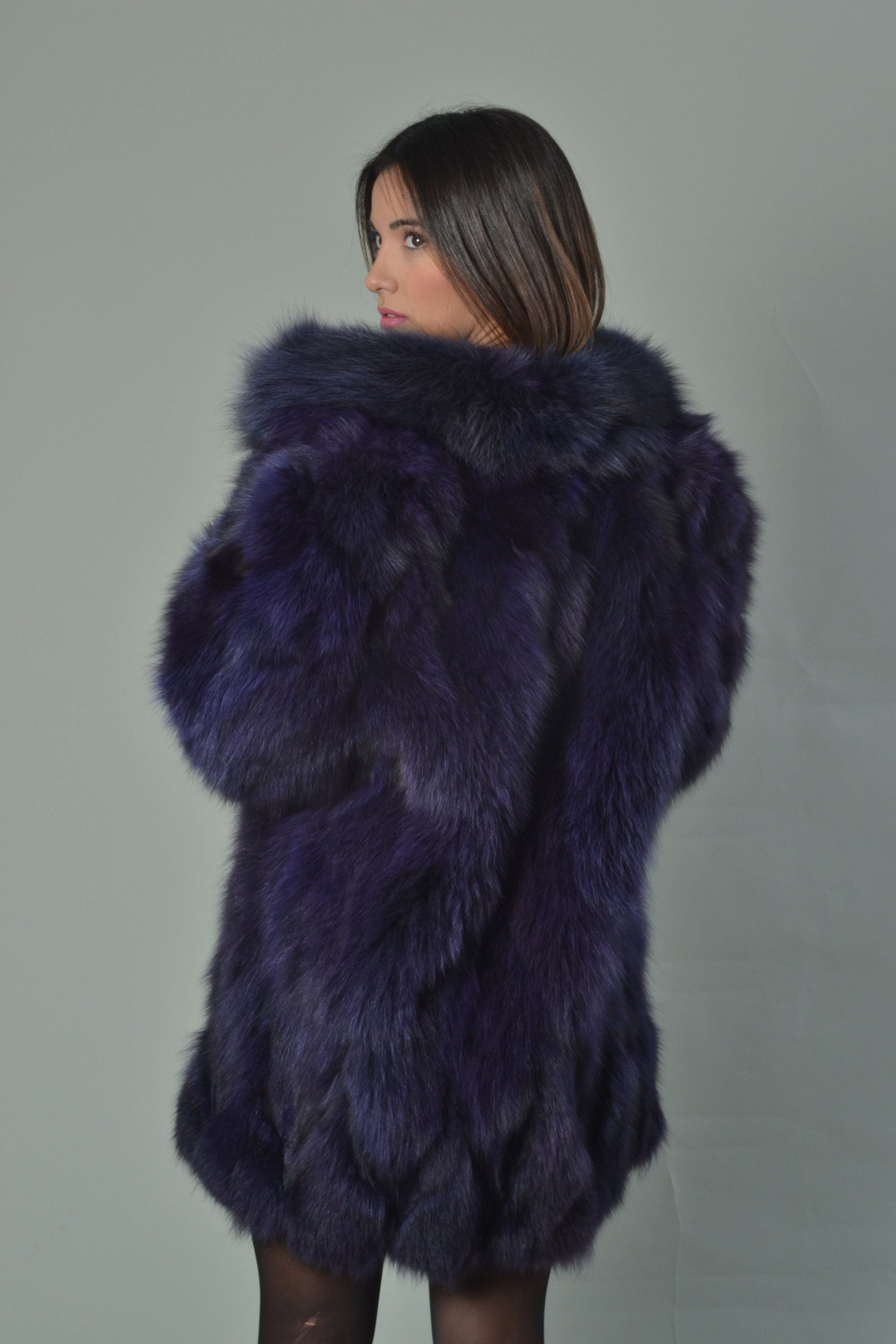 Purple Hoodie with Fox Fur - Shopifur