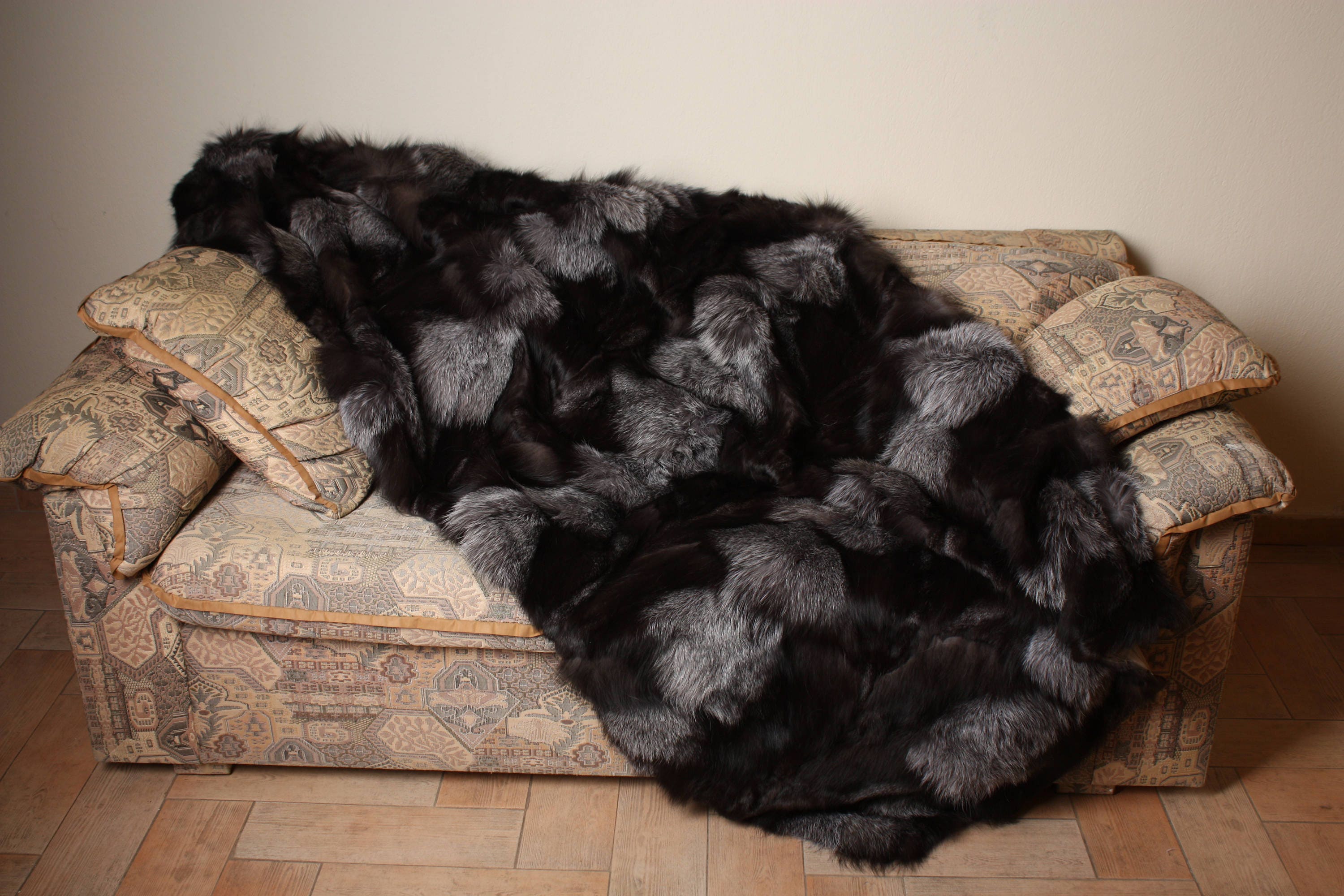Silver Fox Fur Blanket Luxury Bedding Silver Fox Blanket Etsy