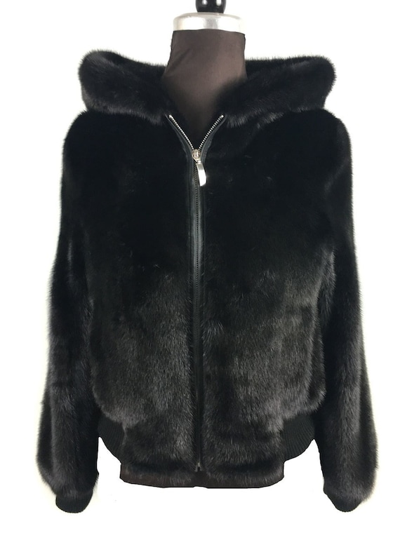 Monogram Mink Fur Zipped Hoodie - Ready to Wear