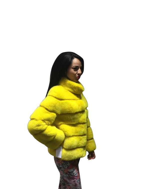 Luxury Gift Yellow Mink Fur Coat Fur 