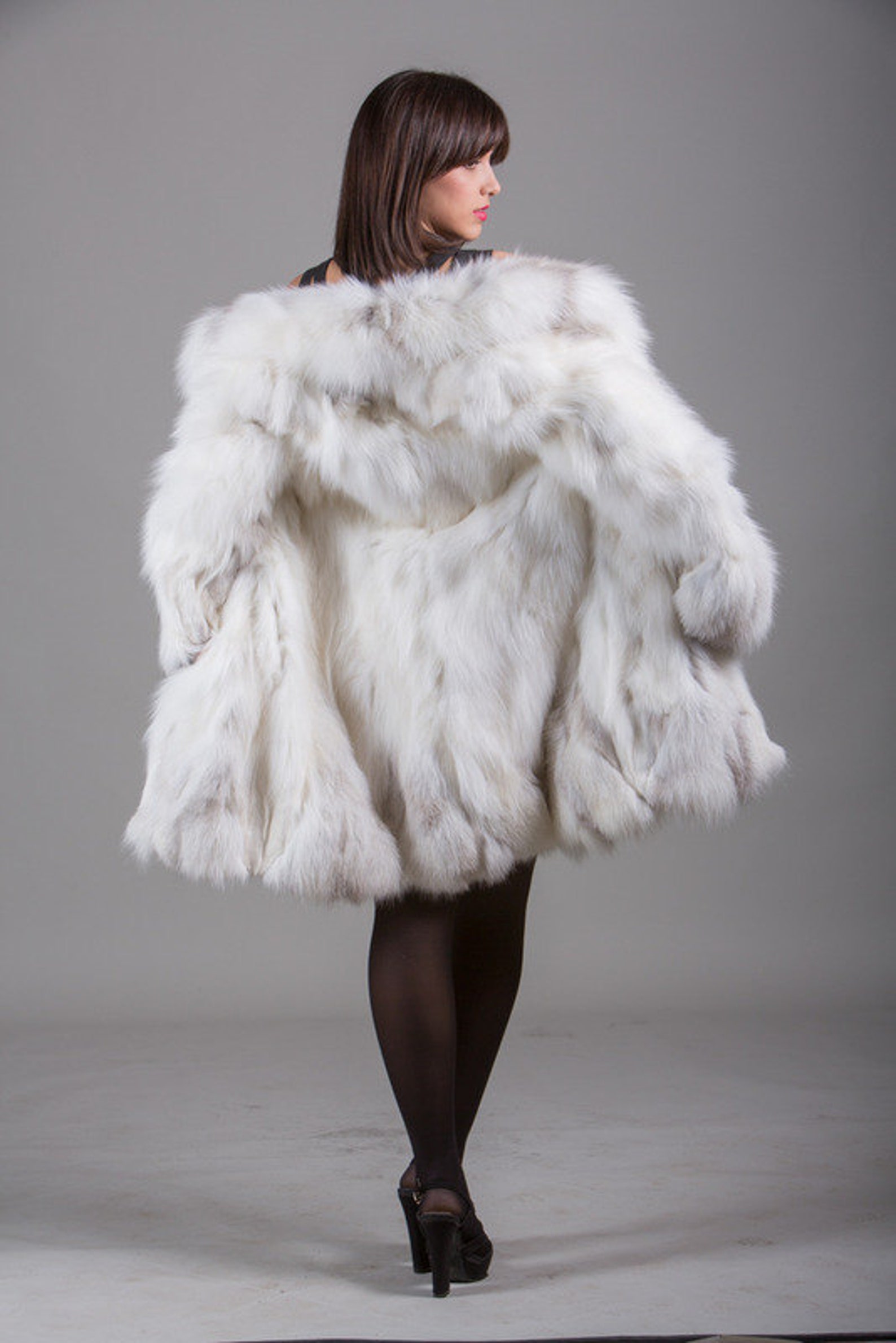 Luxury Gift Shadow Fox Fur Coat Fur Jacket Wedding or - Etsy
