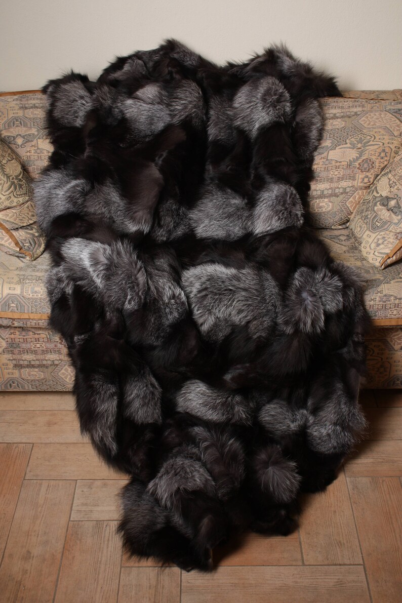 Silver Fox Real fur blanket throw blanket minky blanket | Etsy