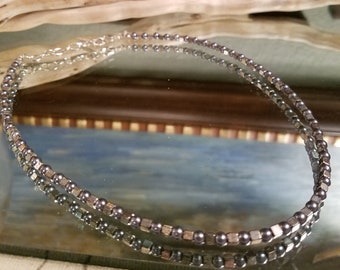 Collar unisex vintage de plata y hematita de Napier, años 80 y 90