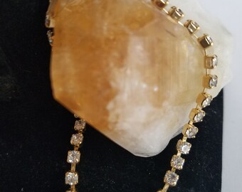 Pulsera de tenis elegante de 18 cm (7 pulgadas) de oro y diamantes de imitación, estilo vintage de los años 80-90.