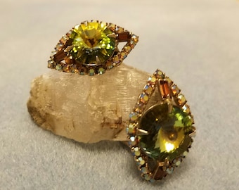 Pendientes de clip con diamantes de imitación Aurora Boreal de los años 50