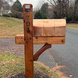 Modern Wooden Rustic Cedar Mailbox Post: Custom Rough Sawn Customized ...