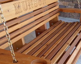 Cedar Porch Swing: 5ft Swing Bench with Beverage Holder