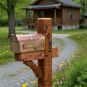 Modern Wooden Rustic Cedar Mailbox Post: Custom Rough Sawn Customized ...
