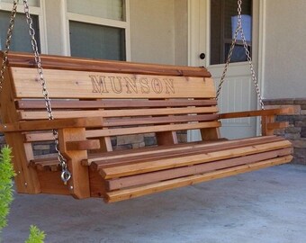 Cedar Porch Swing: 5ft Swing Bench with Beverage Holder