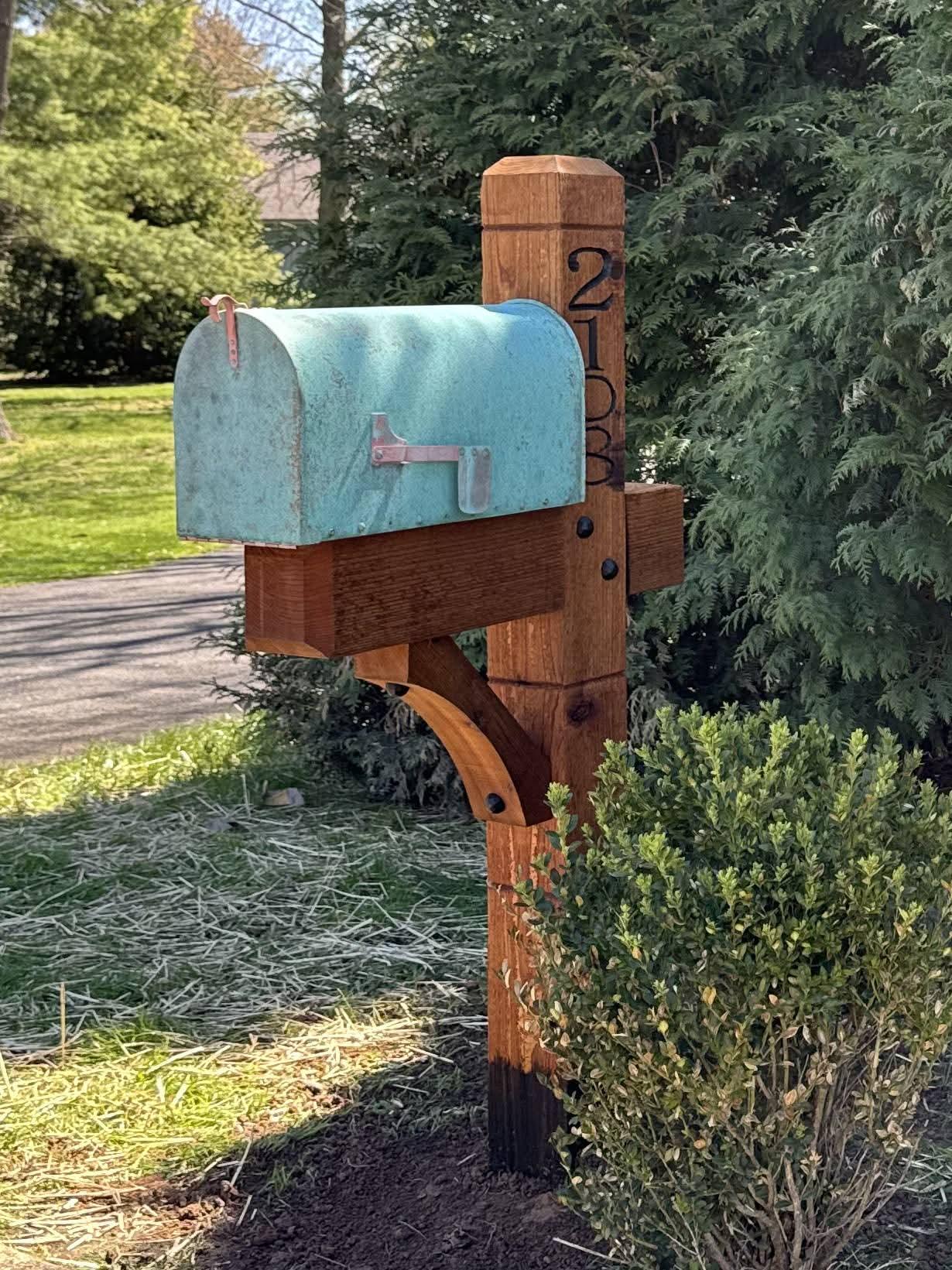 Modern Wooden Rustic Cedar Mailbox Post: Custom Rough Sawn Customized ...