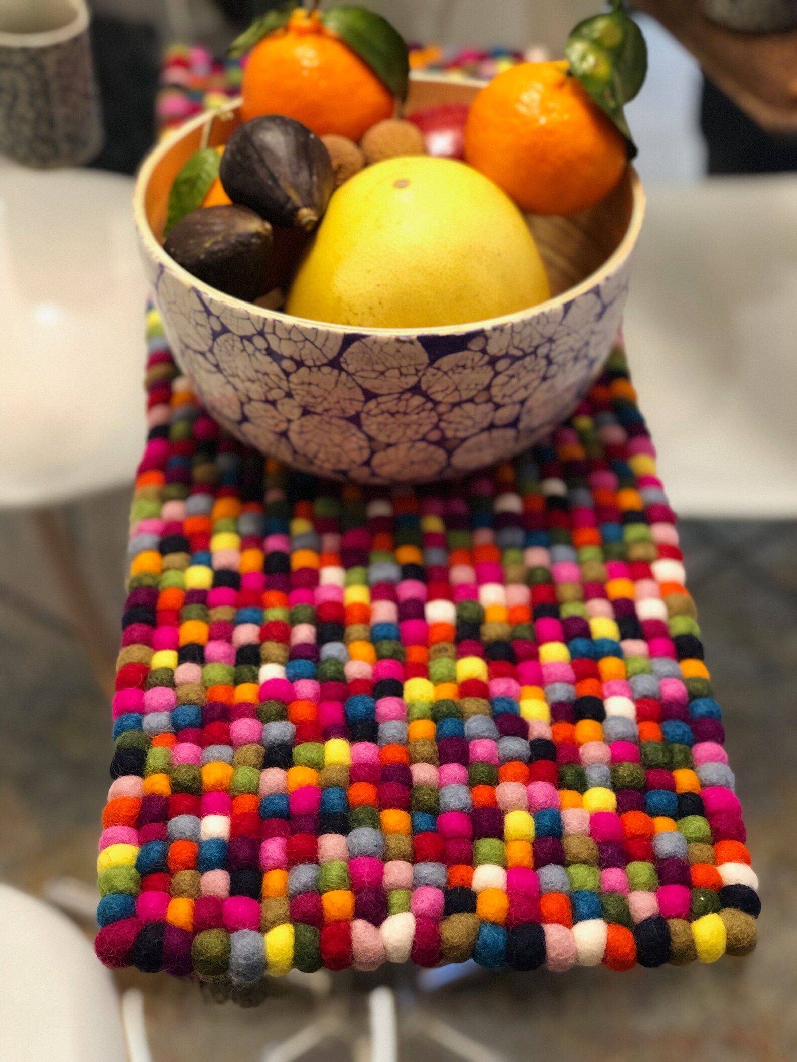 Felt pom pom trivets/hotpads 20cm round handmade in Nepal Etsy