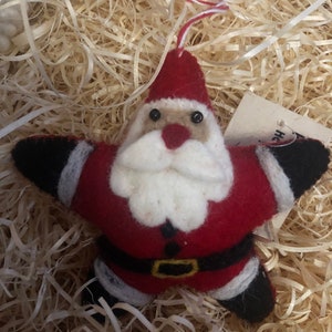 2 felt star father christmas decoration/ornaments