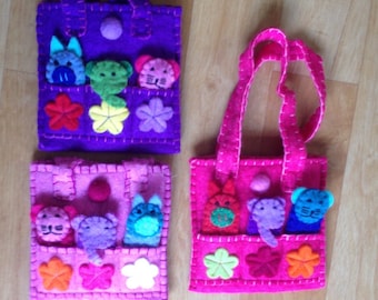 handmade felt puppets bag for kids