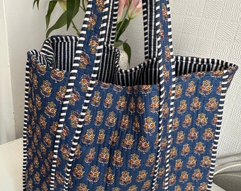 Extra large, super size 100% cotone trapuntato kantha boho, tote, shopping bag reversibile