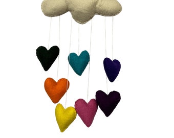 handmade felt heart mobile room decoration