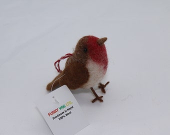 2 felt robins christmas decoration/ornaments