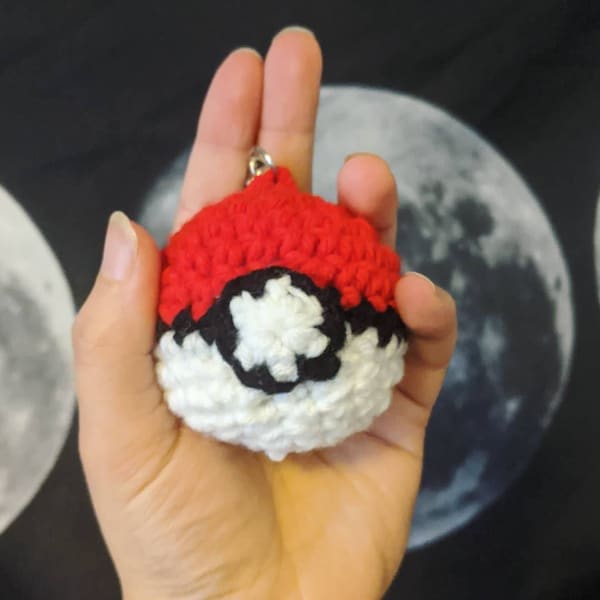 Crochet Pokeball Keychain