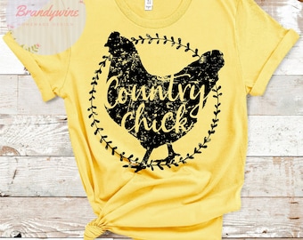 Country Chick T-Shirt, Fun Summer Shirt, Chicken Shirt