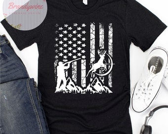 Deer Hunting American Flag T-Shirt, Gift for Hunters, Gift for Guys, Gift for Outdoorsman, Shirt for Deer Hunters