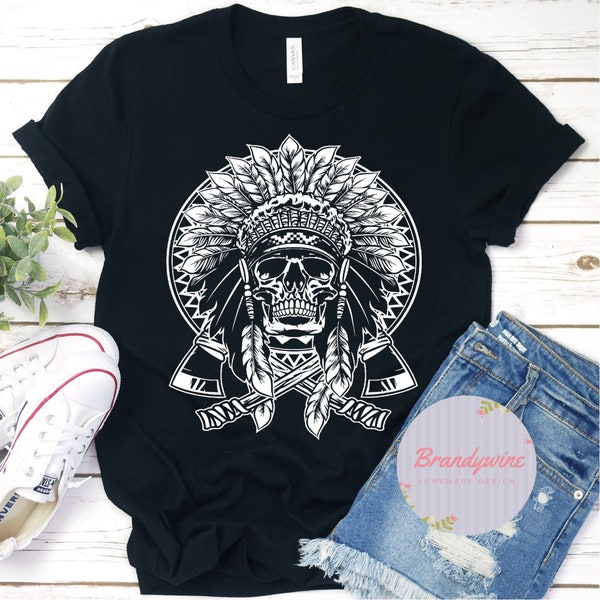 Native American Headdress With Skull Shirt, T-Shirt
