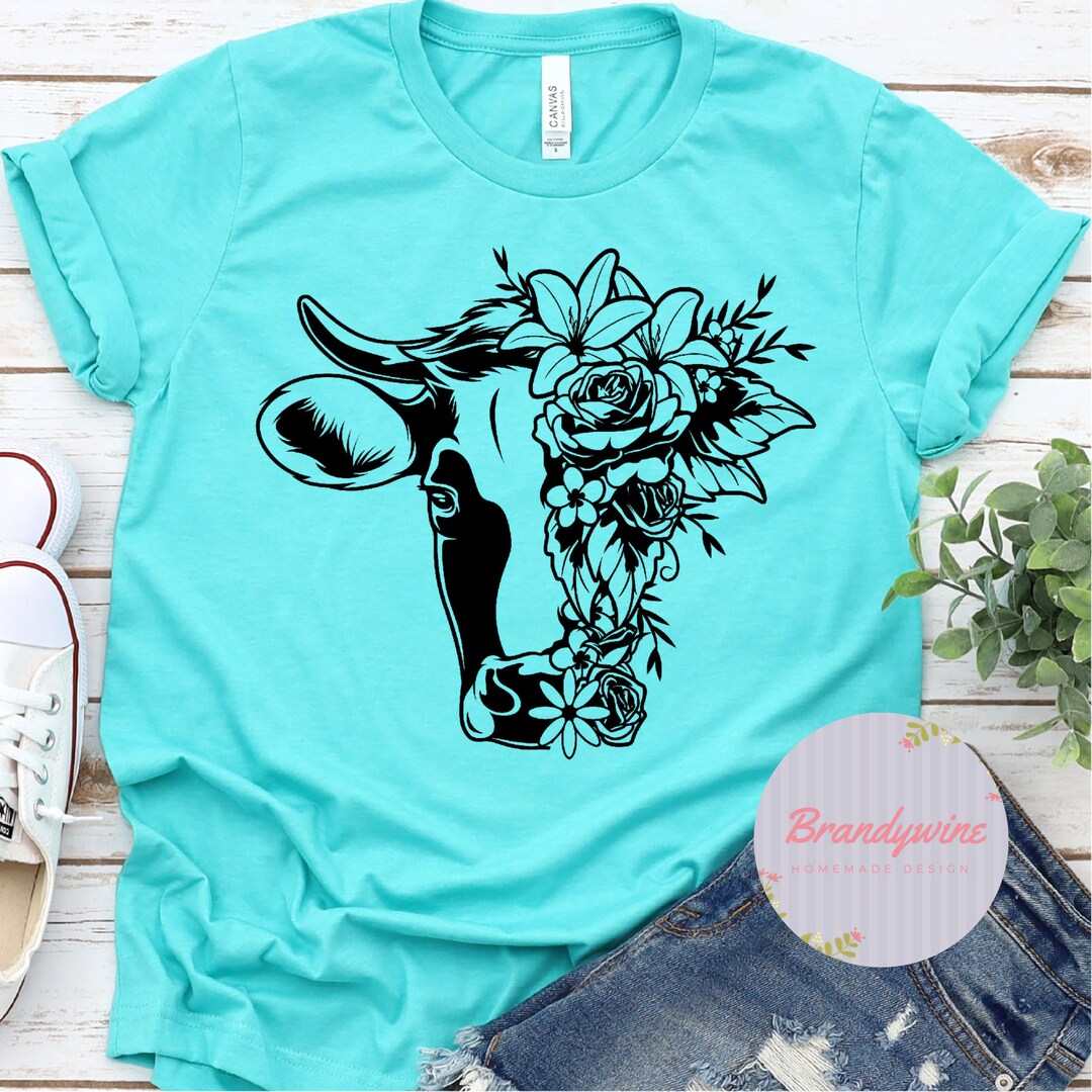 Cute Cow Floral Print Women's Robe