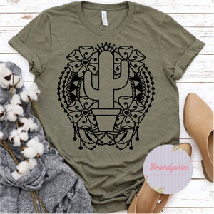 Mandala Desert Cactus T-Shirt, Fun Summer Shirt, Gift for Cactus Lovers image 1