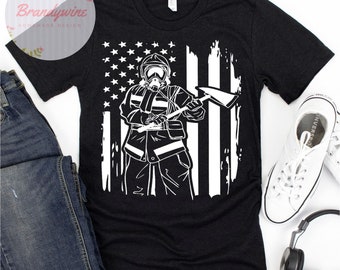 Firefighter American Flag Shirt, Firefighter Shirt, Shirt for Firemen