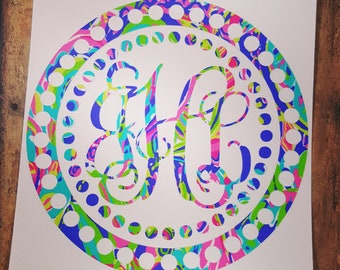 Circle Polkadot Monogram Decal for your Car, Phone, Cooler, Tumbler, Laptop