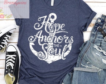 Hope Anchors The Soul T-Shirt, Inspirational T-Shirt, Shirts for Women, V-Neck Tee