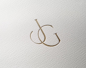 JG | Contemporary wedding monogram, modern monogram, wedding initials, premade logo