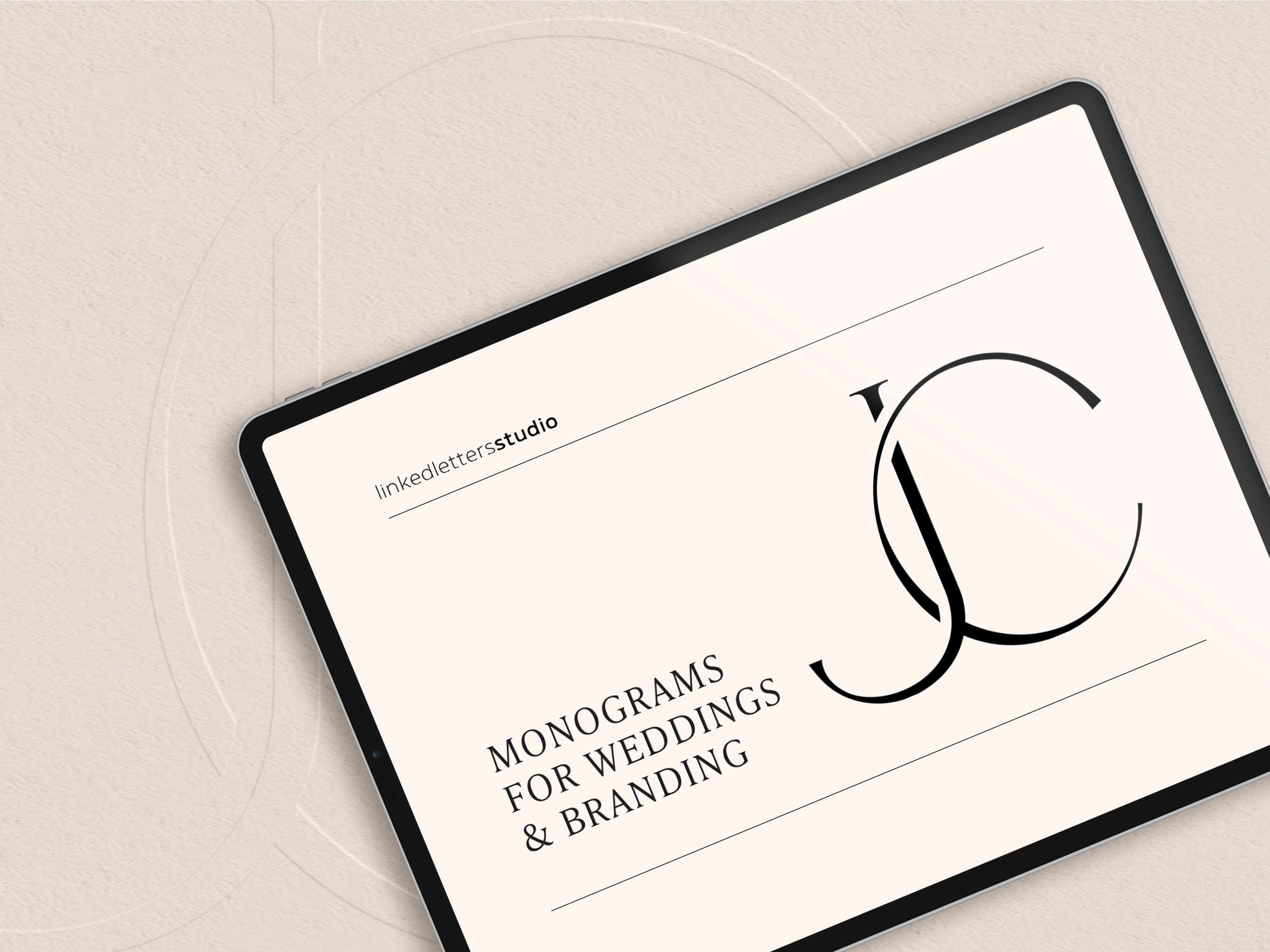 Contemporary wedding monogram, modern monogram, wedding initials, premade logo, JC