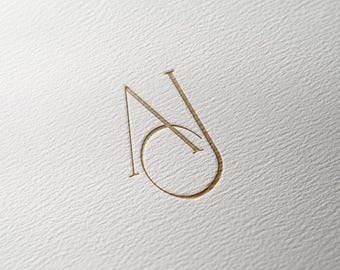 AJ | Contemporary wedding monogram, modern monogram, wedding initials, premade logo
