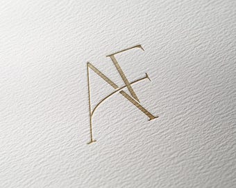 AF | Contemporary wedding monogram, modern monogram, wedding initials, premade logo