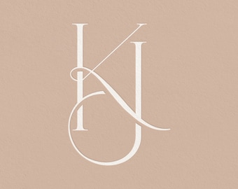 Contemporary wedding monogram, modern monogram, wedding initials, premade logo, KJ
