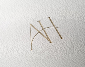 AH | Contemporary wedding monogram, modern monogram, wedding initials, premade logo
