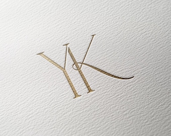 YK | Contemporary wedding monogram, modern monogram, wedding initials, premade logo