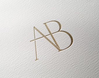 AB | Contemporary wedding monogram, modern monogram, wedding initials, premade logo