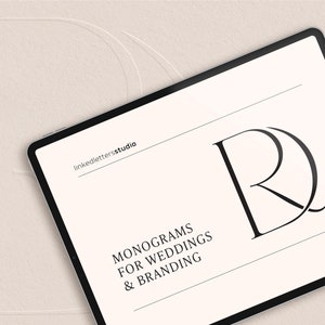 Zeitgenössisches Hochzeitsmonogramm, modernes Monogramm, Hochzeitsinitialen, vorgefertigtes Logo, RD