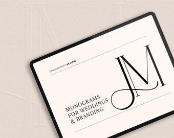 Contemporary wedding monogram, modern monogram, wedding initials, premade logo, JM
